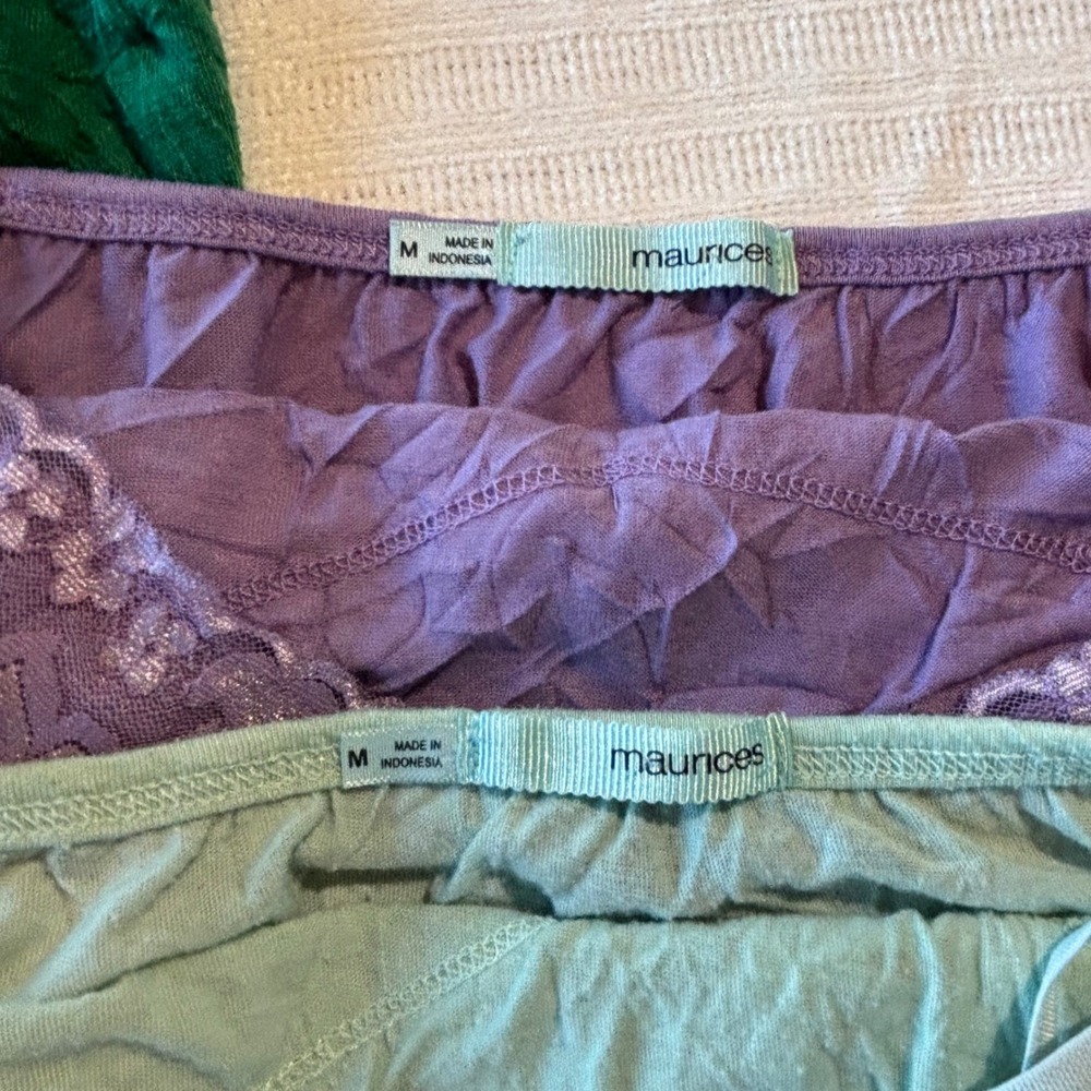 Maurices Womens Lace Trim Crinkle Camisole Tank Top Set of 4 Purple Green Yellow - Picture 6 of 10